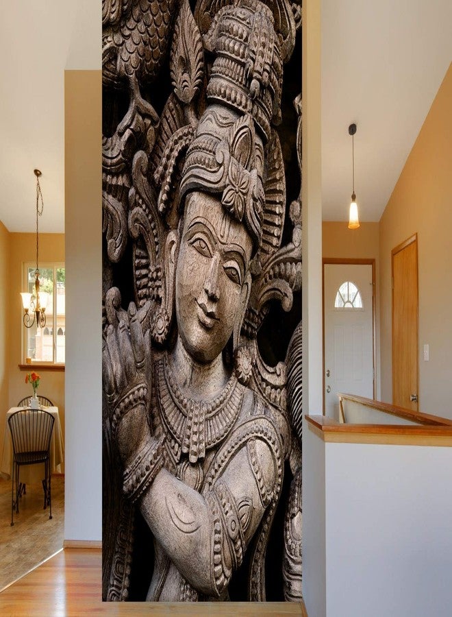 999Store 3D Print Latest Door Living Room Bed Room Home Hall Wall Stickers Sheet roll Mural Wallpaper 3D White Smiling Statue Mural 3d wallpaper for bedroom ( Vinyl Self Adhesive 36X60 Inches ) NonW350885 - Image 1